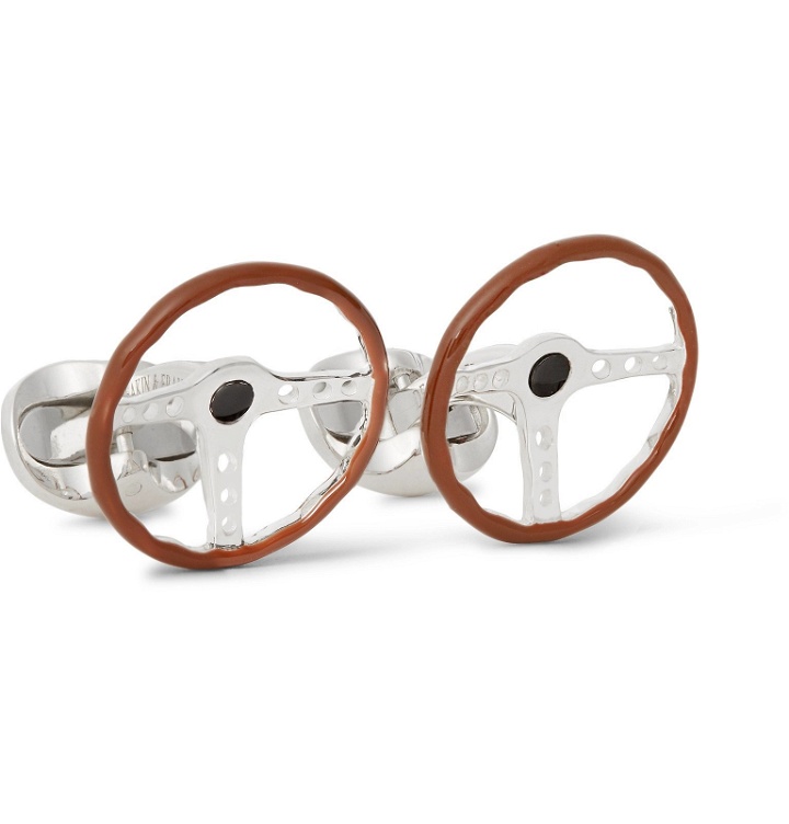 Photo: Deakin & Francis - Steering Wheel Sterling Silver and Enamel Cufflinks - Silver
