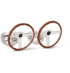 Deakin & Francis - Steering Wheel Sterling Silver and Enamel Cufflinks - Silver