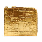 Comme des Garçons SA3100EG Embossed Logo Wallet in Gold