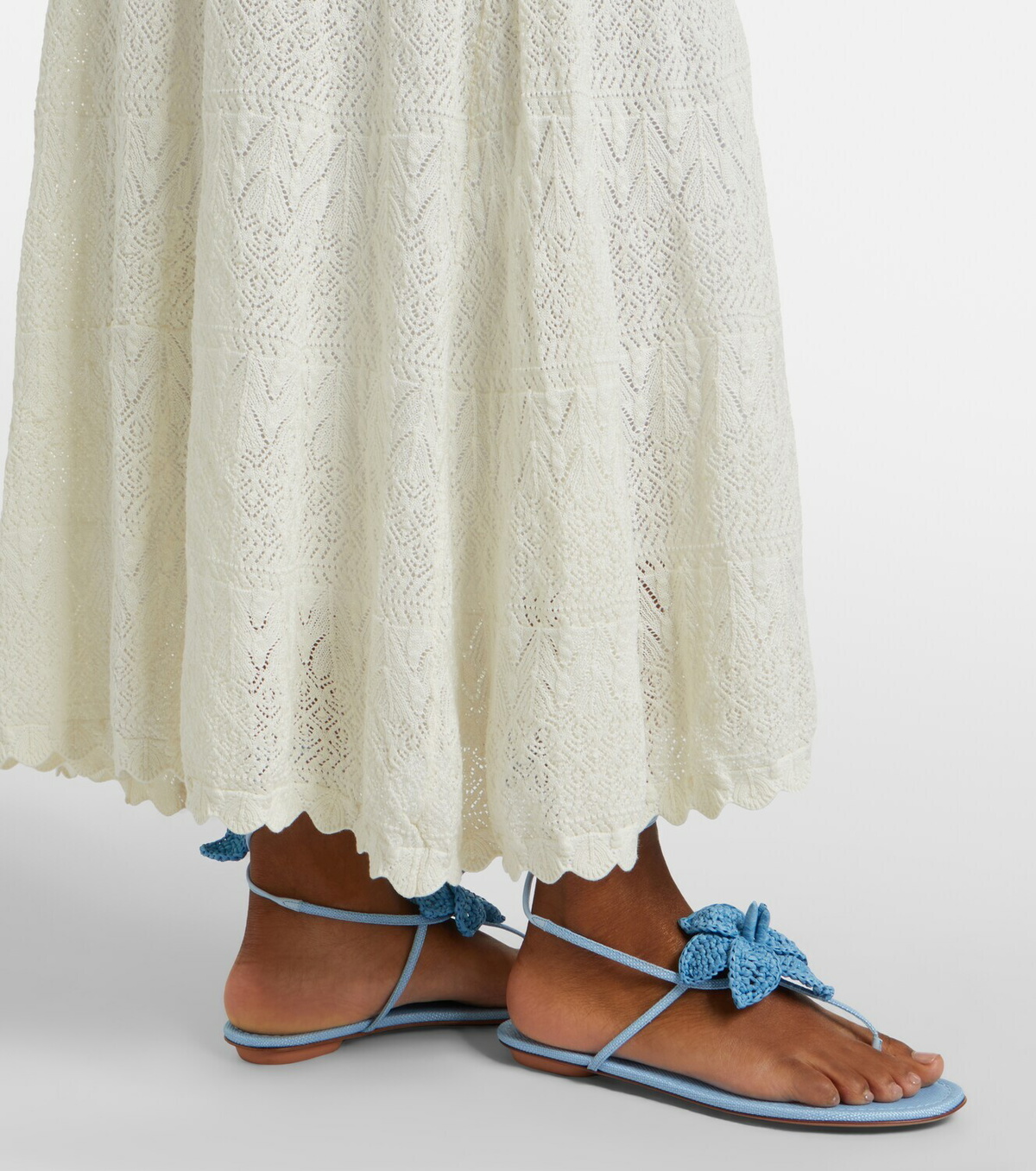 Self-Portrait Pointelle midi skirt