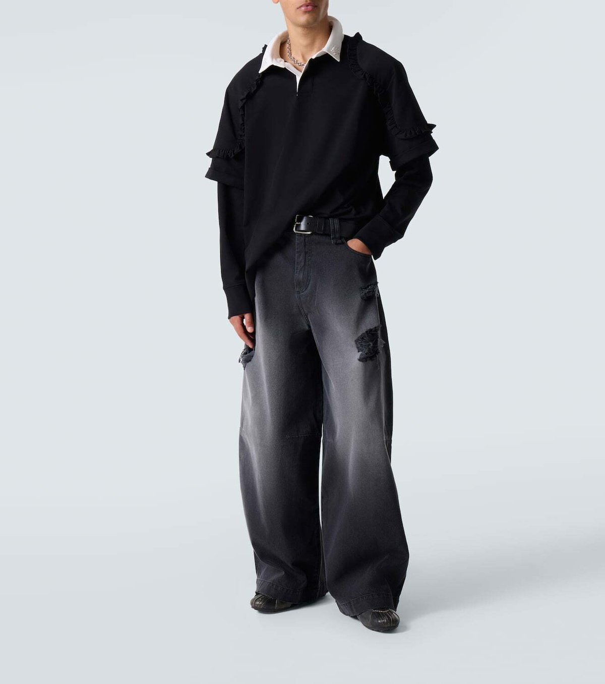 Simone Rocha Distressed wide-leg jeans