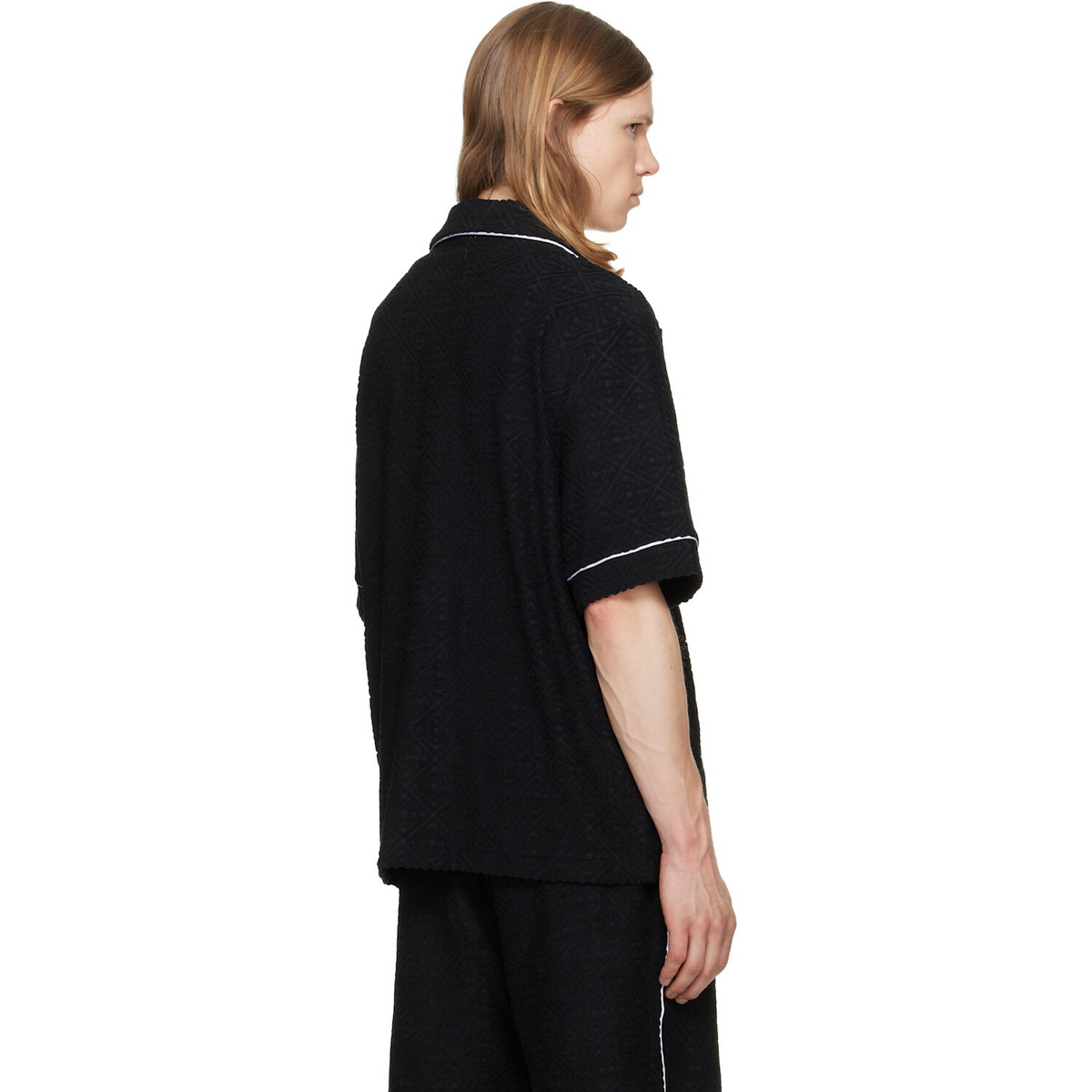 Casablanca Black Towelling Monogram Short Sleeve Shirt