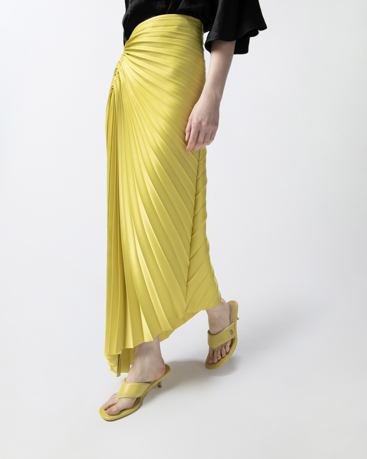 Pinko Pleated Skirt With Asymmetric Hem Palm Green
