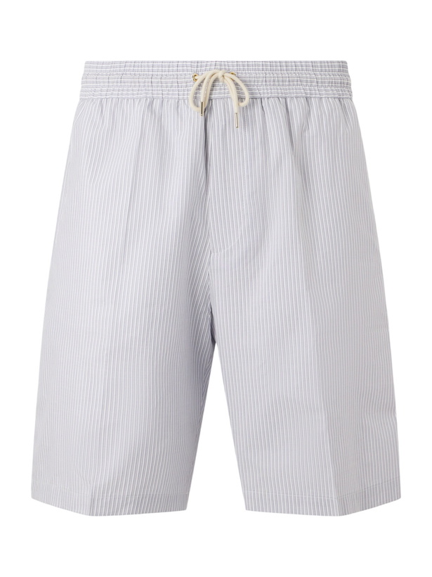 Photo: Paul Smith - Straight-Leg Striped Cotton Drawstring Shorts - Blue