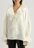 Marques' Almeida Ruffled Lace-trimmed Cotton Blouse White