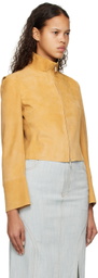 Ferragamo Tan Zip Leather Jacket