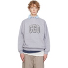 Balenciaga Gray & Blue 'CEO' Team Logo Dry Molleton Shirt Crewneck