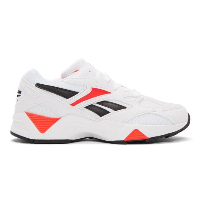 Photo: Reebok Classics White and Red Aztrek 96 Sneakers