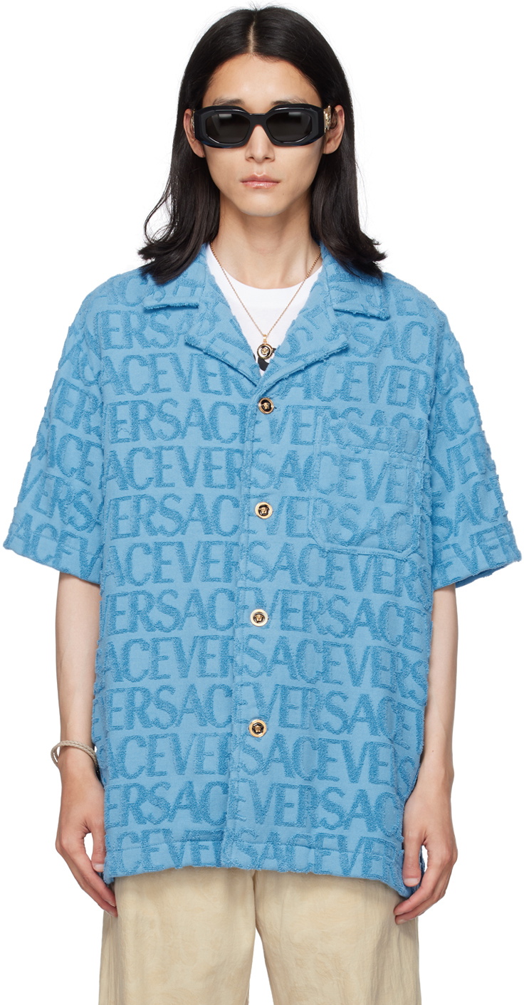 Versace Blue Allover Shirt Versace