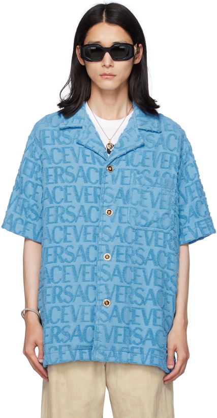 Photo: Versace Blue Allover Shirt