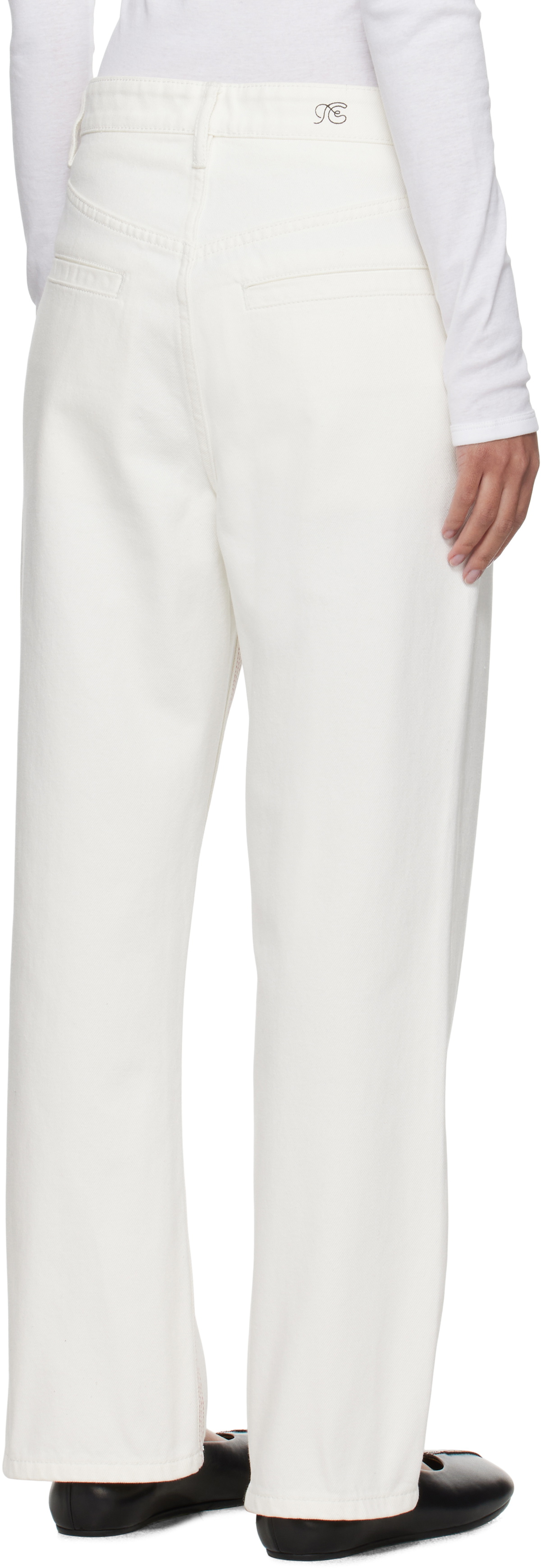 Fax Copy Express White Red Stitch Straight Jeans