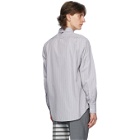 Thom Browne Grey Poplin Hairline Stripe Shirt