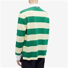 Thom Browne Men's Striped Pocket Rugby Shirt in Green/Light Yellow