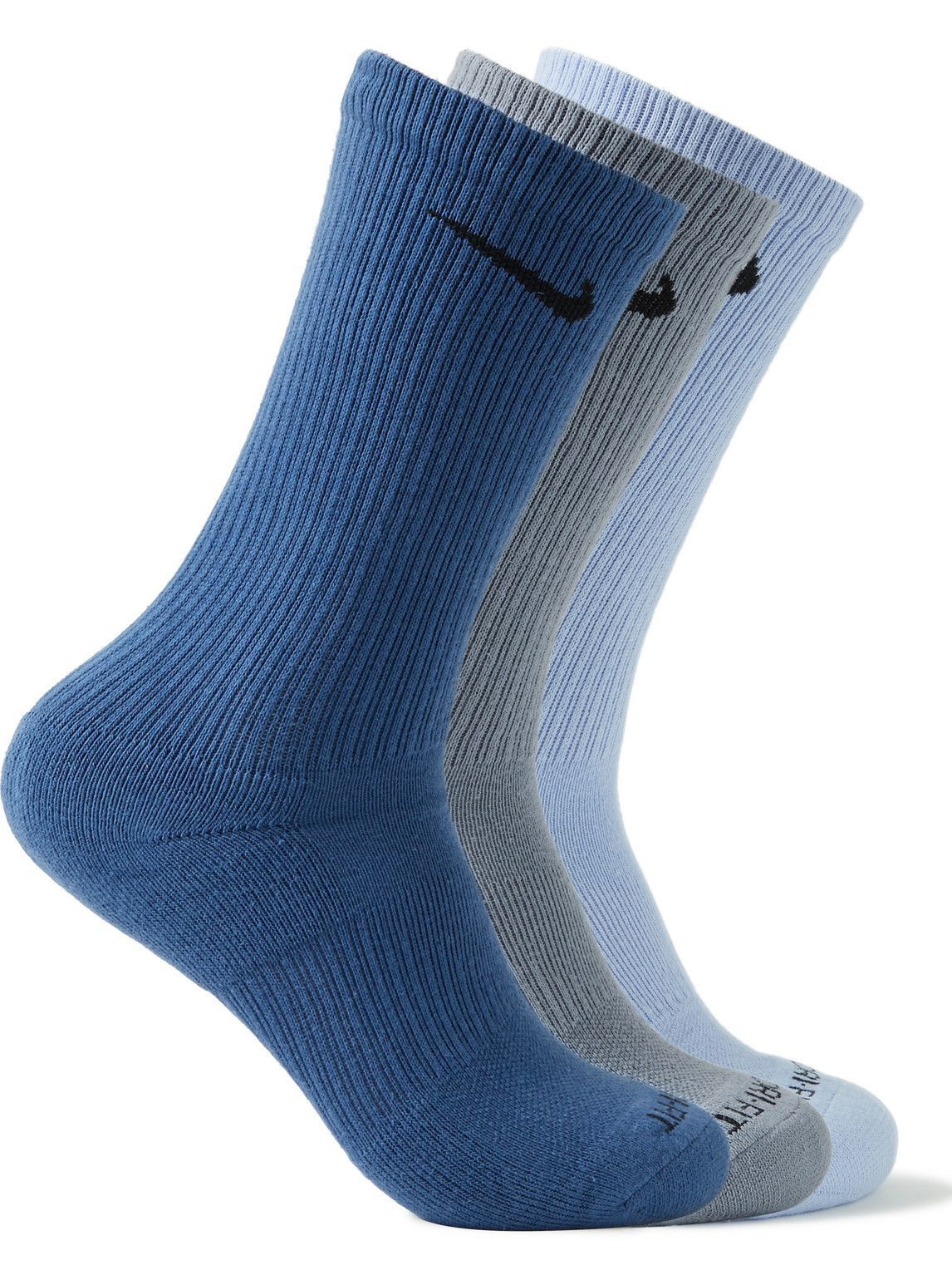 Photo: Nike Training - Three-Pack Everyday Plus Cushioned Dri-FIT Cotton-Blend Socks - Blue
