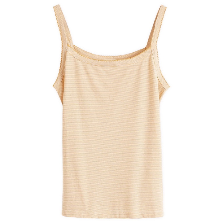 Photo: DONNI. Women's Jersey Stripe Spaghetti Tank Top in Butter Stripe