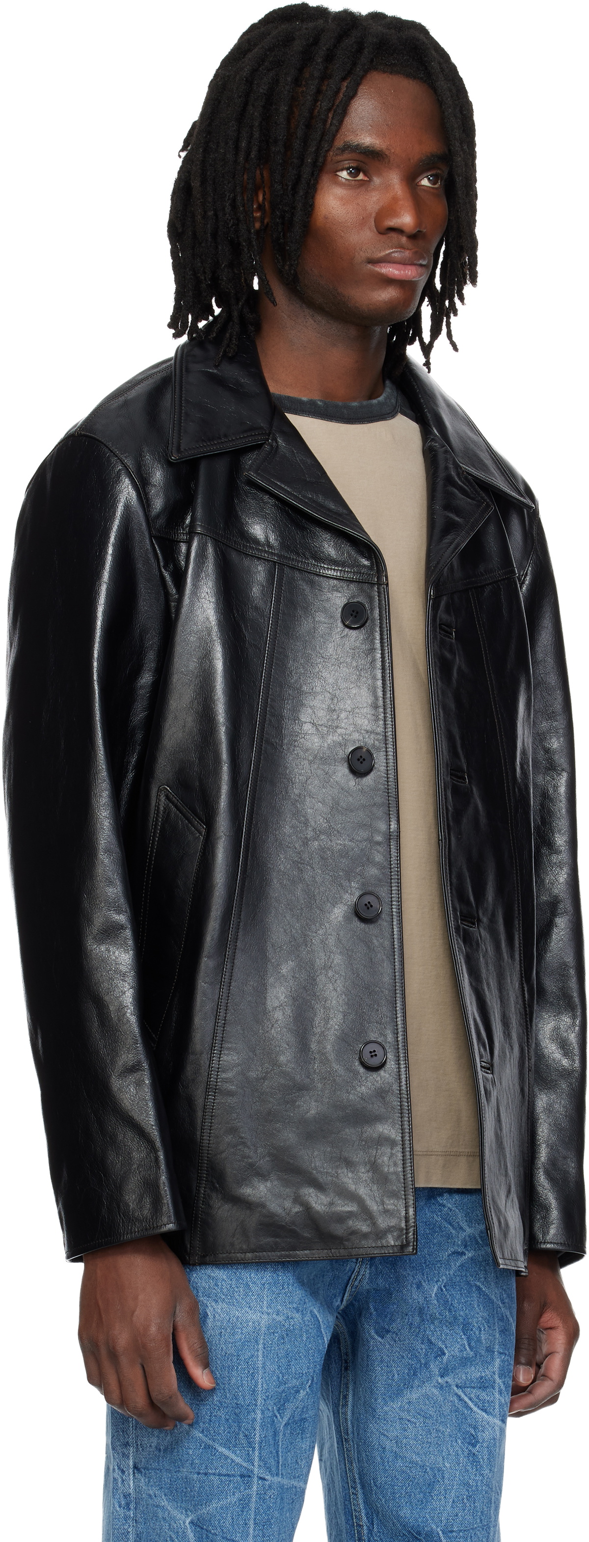 MMIC Black Boulevard Leather Coat
