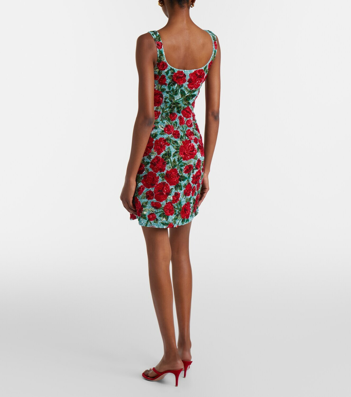 Là Fuori Crimson Rose sequined minidress