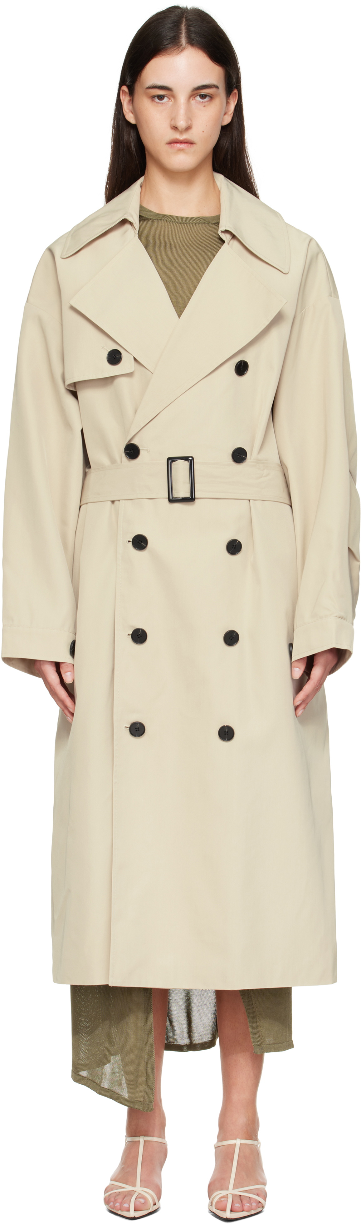The Frankie Shop Beige Mavis Oversized Trench Coat