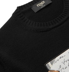 Fendi - Slim-Fit Appliquéd Wool Sweater - Black