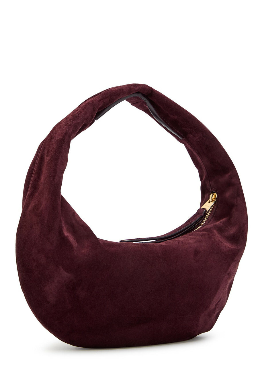 Khaite Olivia Mini Suede Hobo top Handle bag - Burgundy - One Size