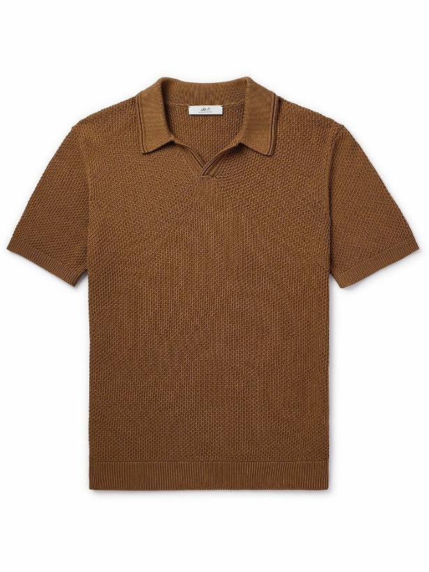 Photo: Mr P. - Knitted Cotton Polo Shirt - Brown