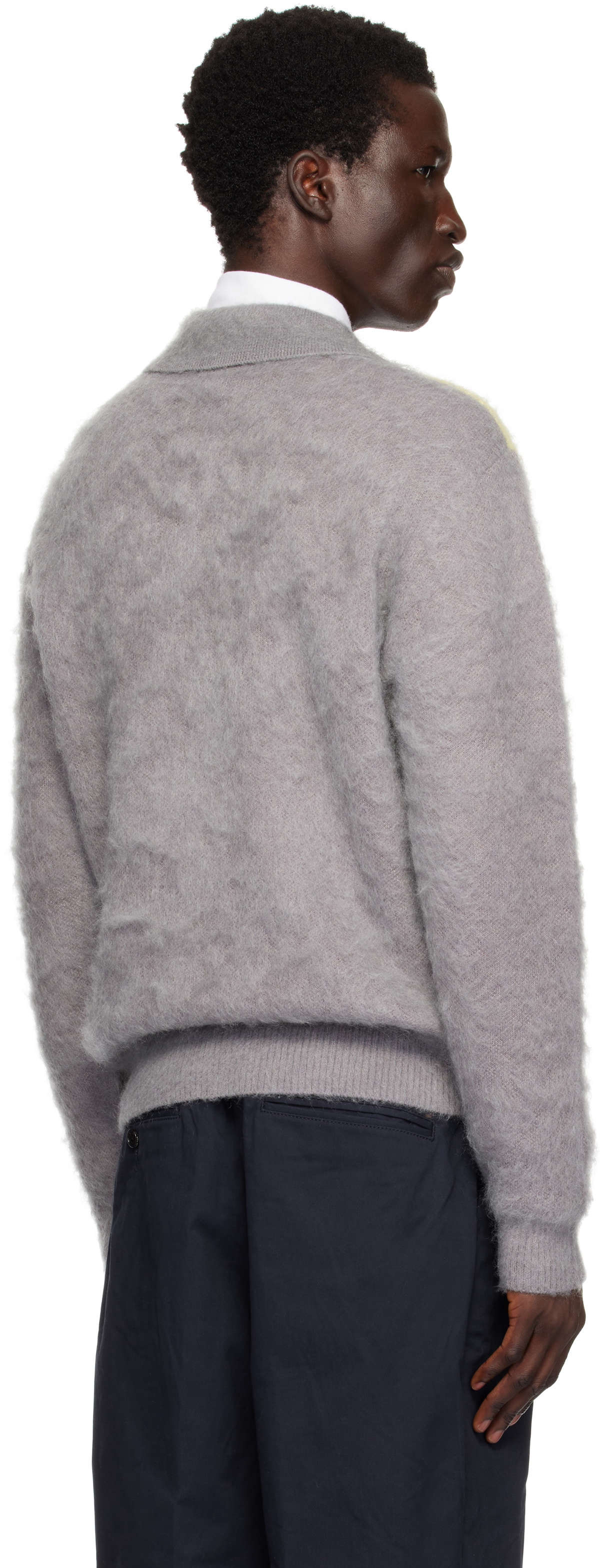 BEAMS PLUS Gray Knit Shaggy Polo Beams Plus