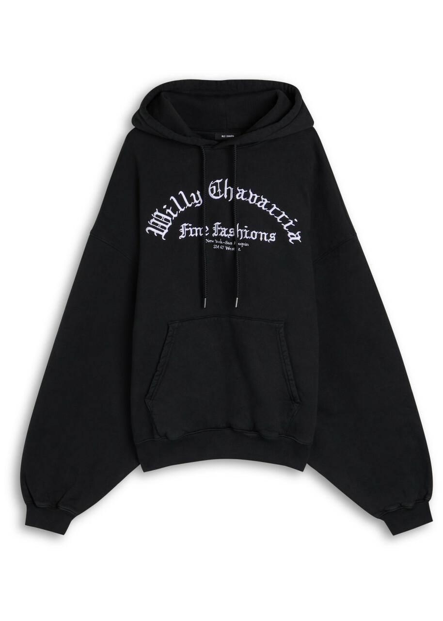 Willy Chavarria Hooded Cotton Sweatshirt Black