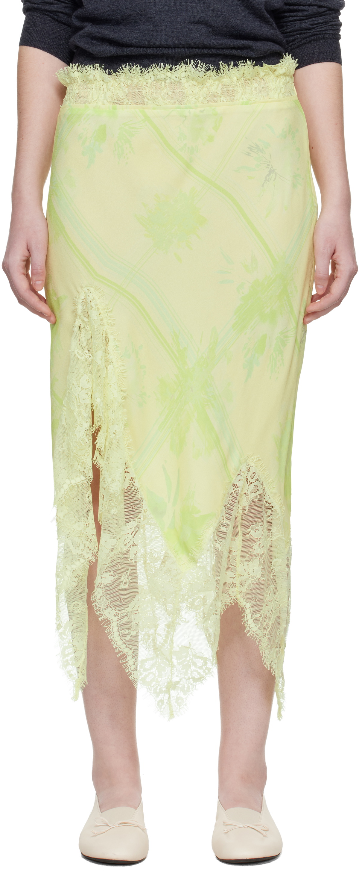 Collina Strada Yellow Waterlily Midi Skirt