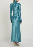 Galvan Emilie Scarf-effect Satin Maxi Dress Blue