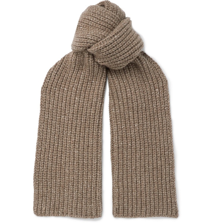 Photo: Johnstons of Elgin - Ribbed Donegal Cashmere Scarf - Brown