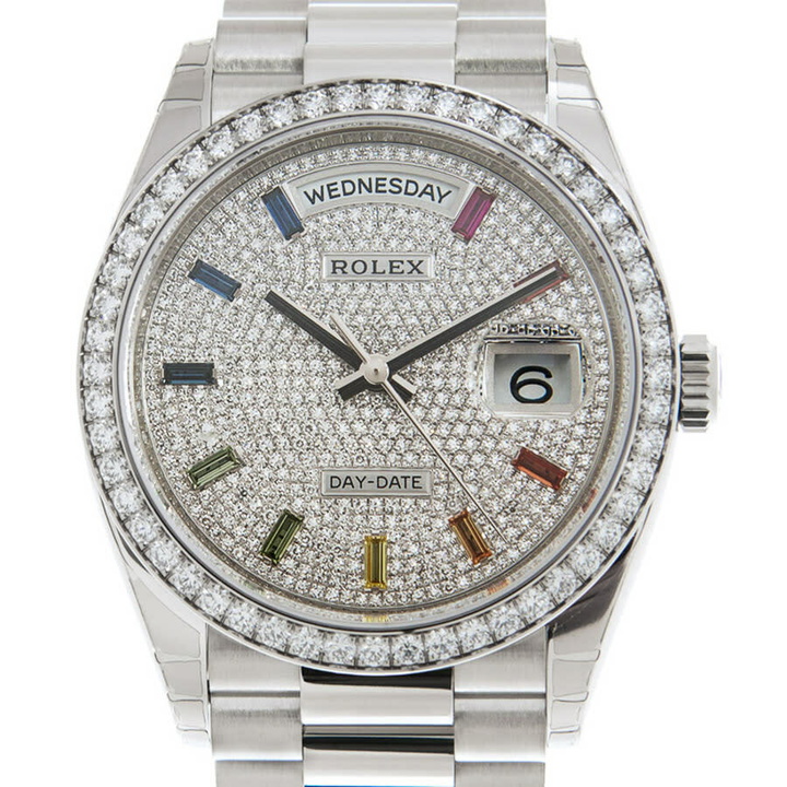 Photo: Rolex Day-Date 36 Diamond Pave Dial 18kt White Gold President Watch 128349DSP