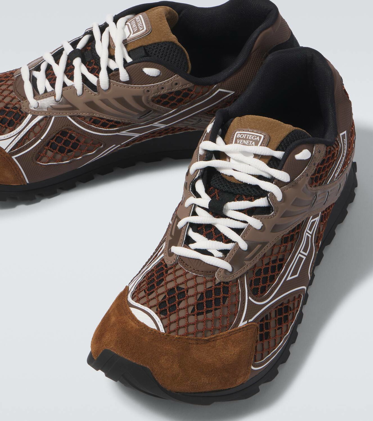 Bottega Veneta Orbit suede-trimmed mesh sneakers Bottega Veneta