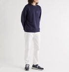 NN07 - Jerome 3211 Logo-Embroidered Loopback Cotton-Blend Jersey Sweatshirt - Blue