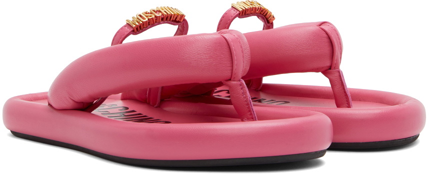 Moschino Pink Leather Flat Sandals Moschino