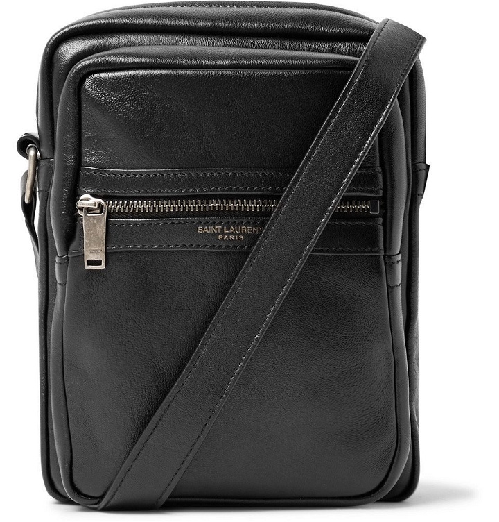 Photo: SAINT LAURENT - Textured-Leather Messenger Bag - Black