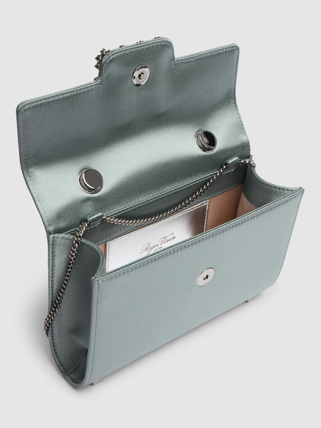 【Roger Vivier】ミニエンベロープフラワーレザーバッグ Roger Vivier Mini Envelope Flower Leather Bag in Blue | Lyst