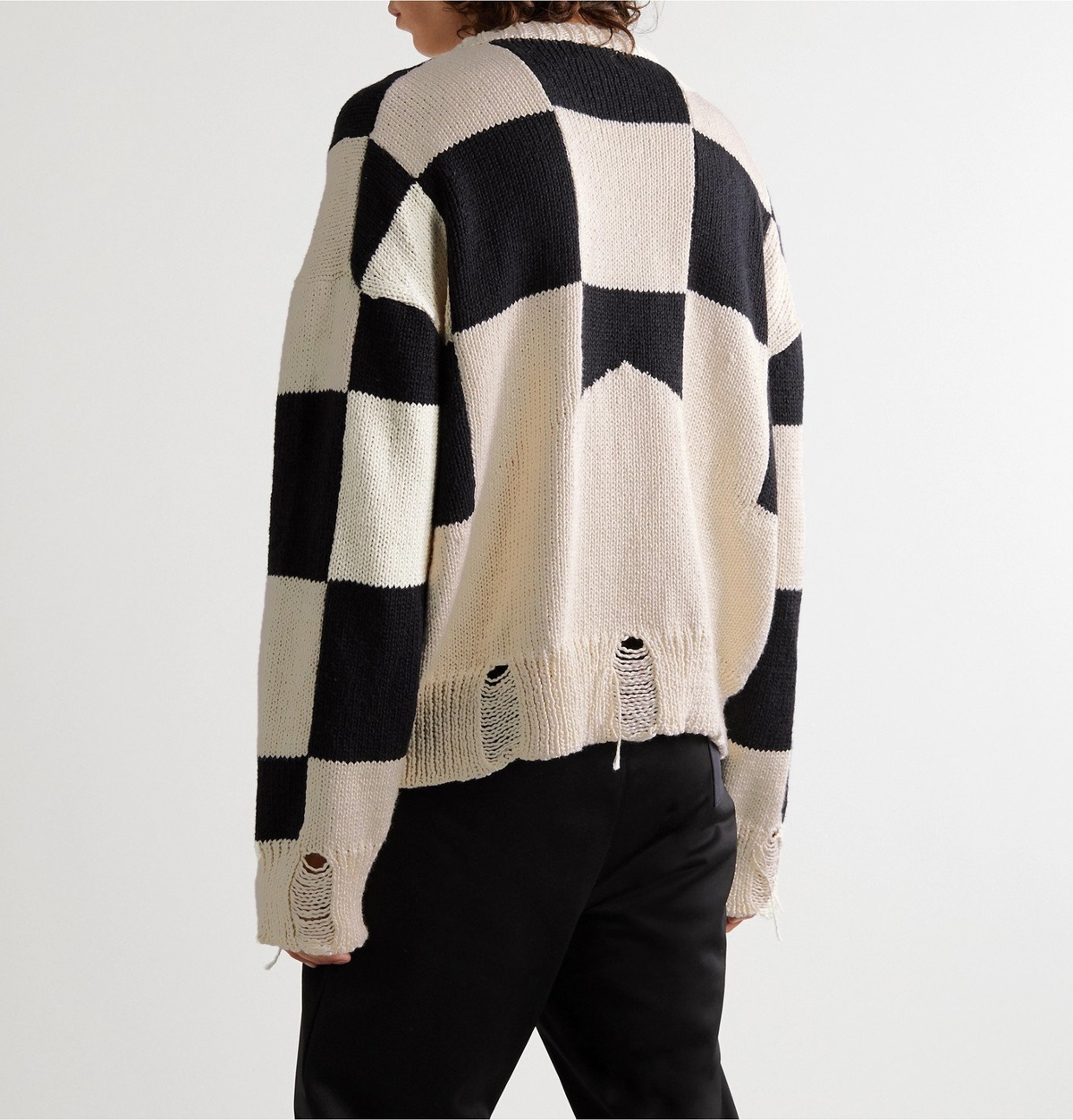 Rhude - Distressed Checked Cotton Sweater - Multi