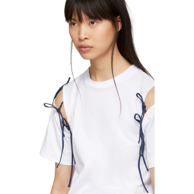 Facetasm SSENSE Exclusive White and Navy Tie T-Shirt