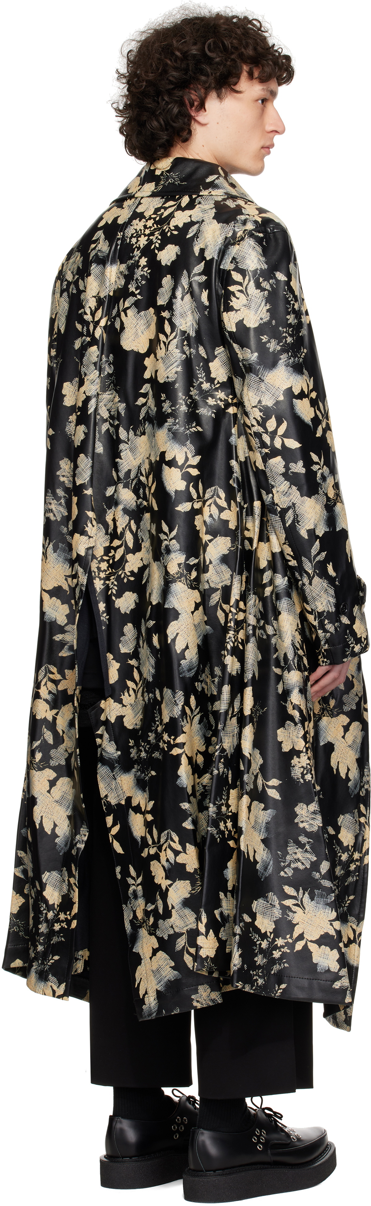 Comme des Garçons Homme Plus Black Printed Faux-Leather Coat
