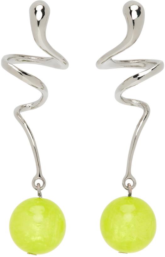 Photo: Mondo Mondo White Bronze & Green Martini Earrings