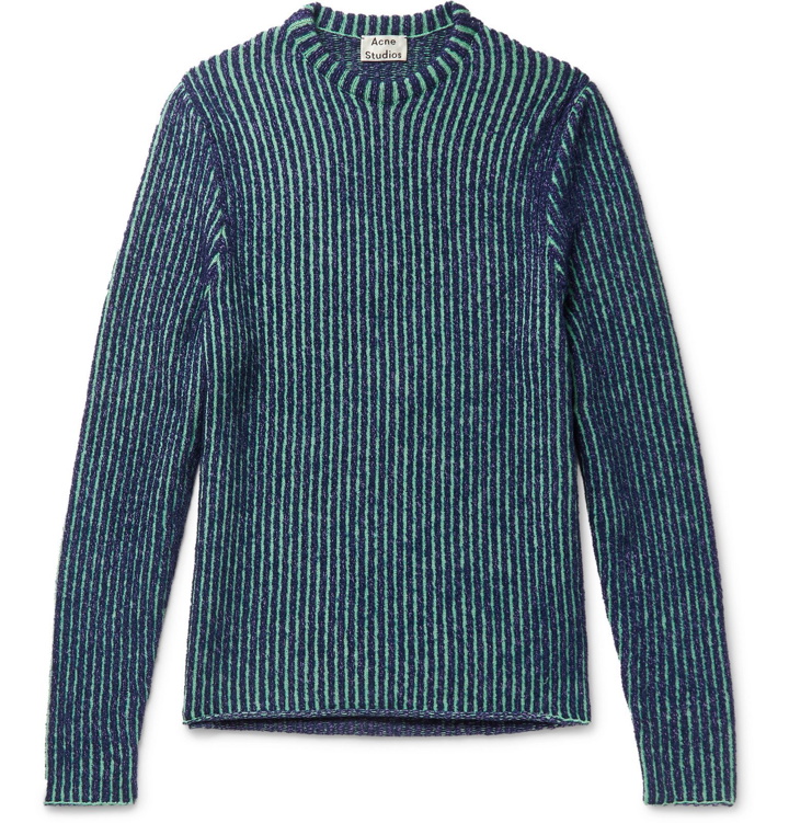 Photo: Acne Studios - Kaiser Slim-Fit Striped Knitted Sweater - Green
