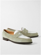 John Lobb - Lopez Leather and Suede Penny Loafers - Neutrals