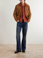 RRL - Shawl-Collar Ribbed Cotton and Wool-Blend Cardigan - Orange