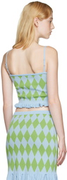 Pushbutton Blue Argyle Tank Top