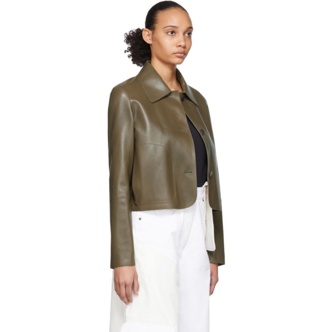 Loewe Khaki Leather Button Jacket Loewe