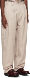 Metalwood Studio Beige Elastic Waist Baggy Trousers