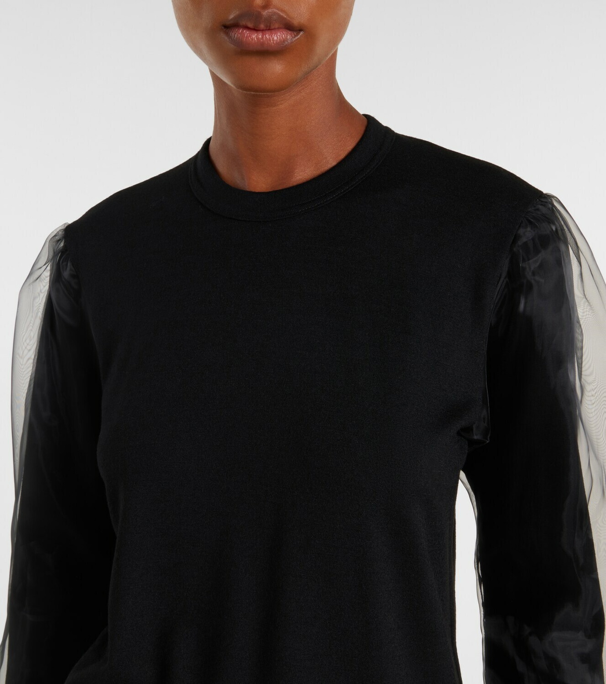 Noir Kei Ninomiya Tulle-trimmed wool sweater