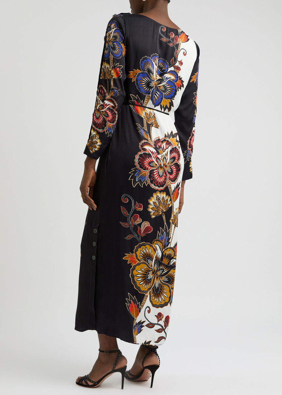knee length dresses for ladies Printed Satin Midi Dress 36 (FR) / Pink main image 1