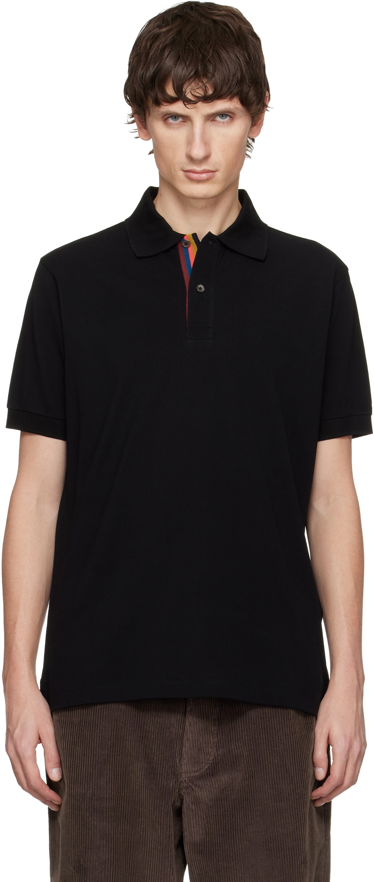 Placket Examplepolo Paul Smith Black Cotton 'Artist Stripe' Placket Polo Paul Smith