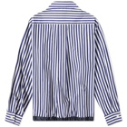 Sacai Men's Thomas Mason Poplin Overshirt in Navy Stripe